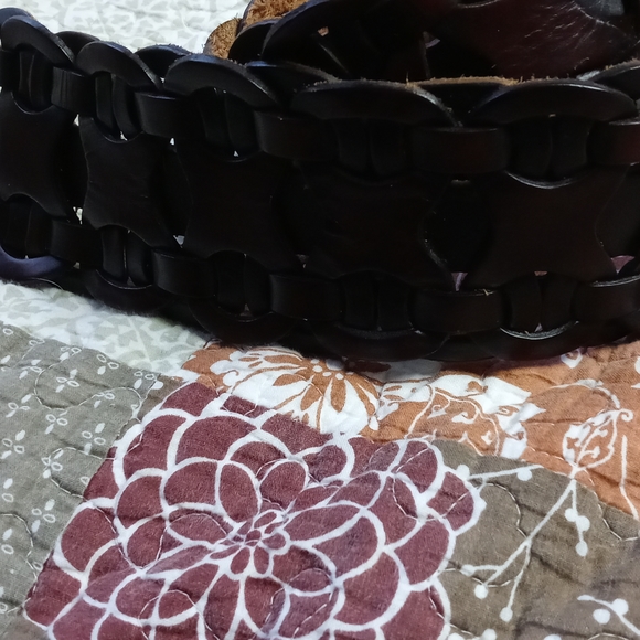 Dark brown wide leather belt - Picture 2 of 3